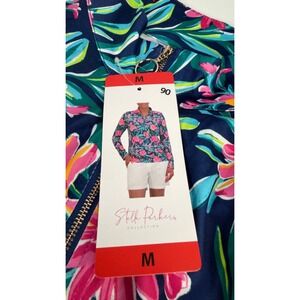 NWT Stella Parker Womens Combo Zip Neck Shirt M  Longsleeve Pink Navy UPF 50+